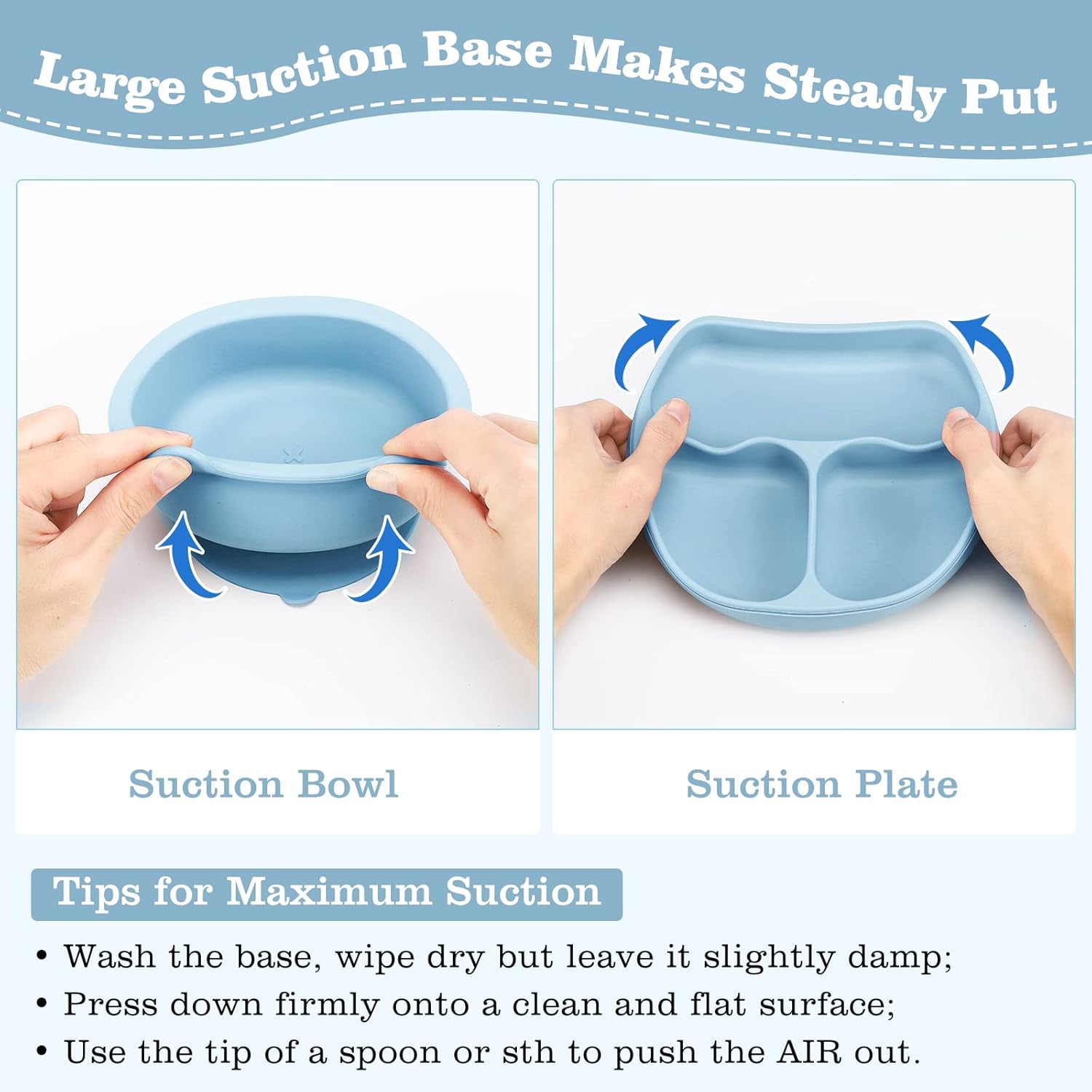 Silicone Baby Feeding Set Safe Suction Feeding Discs for Toddler Self-Feeding