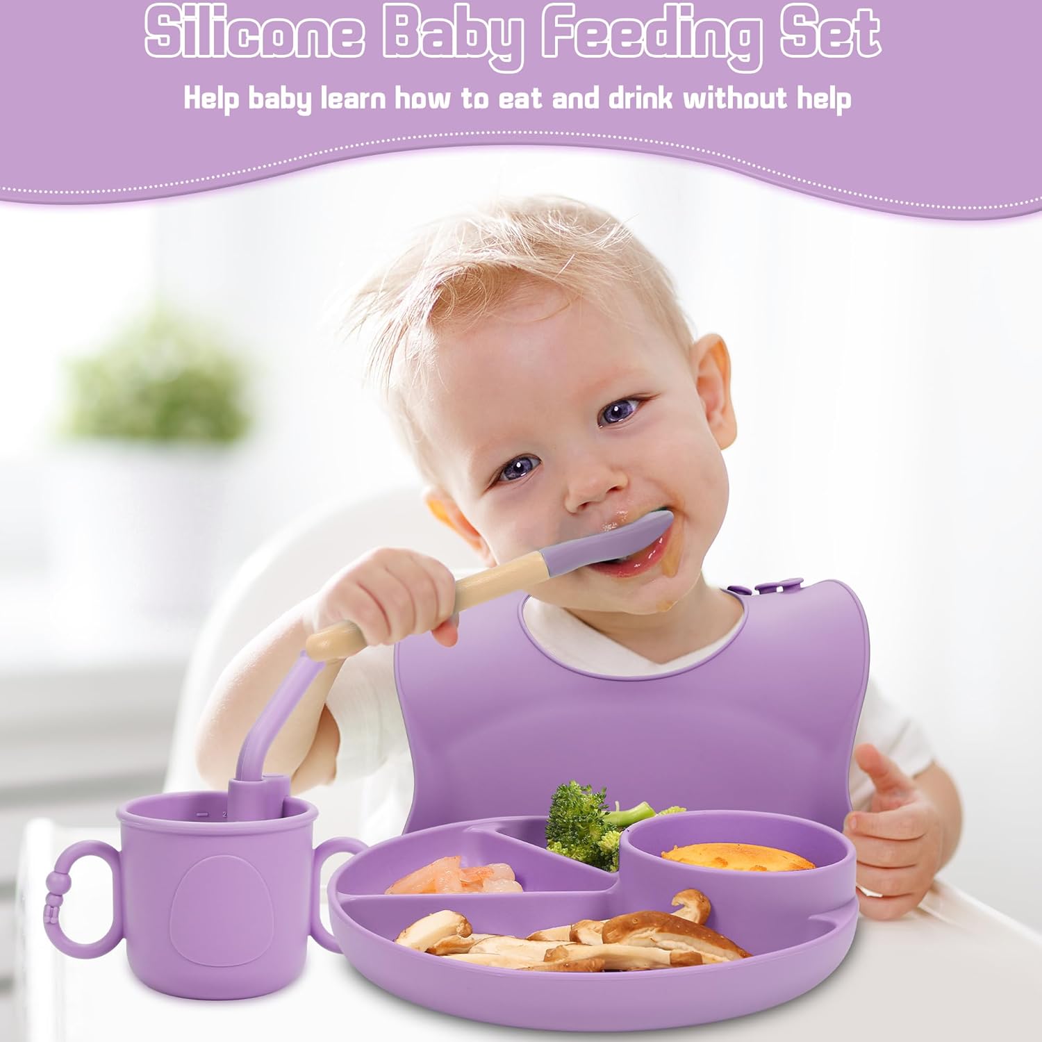 MIICASA Silicone Baby Feeding Set Perfect for Toddler Weaning