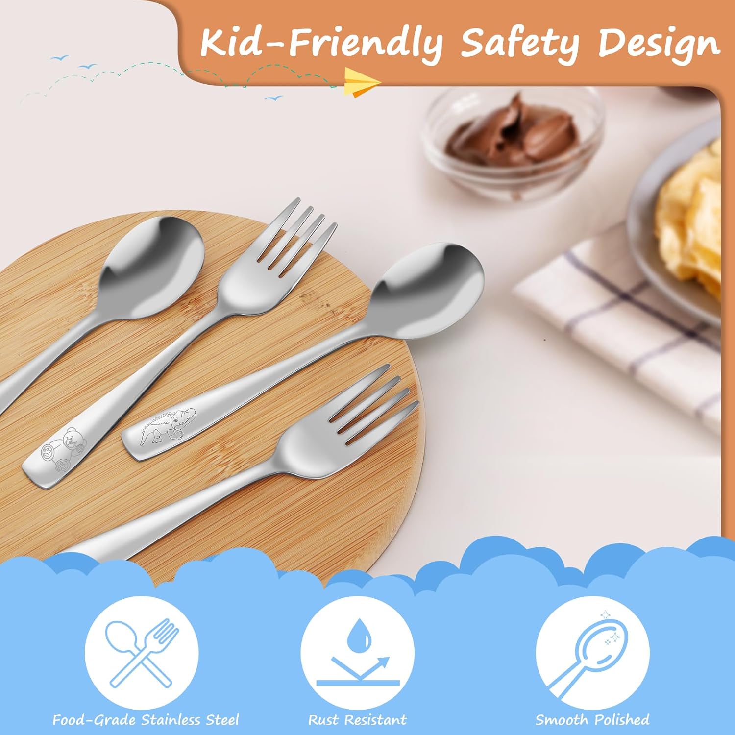 10-Piece Toddler Flatware Set Kids Utensils with Ergonomic Design