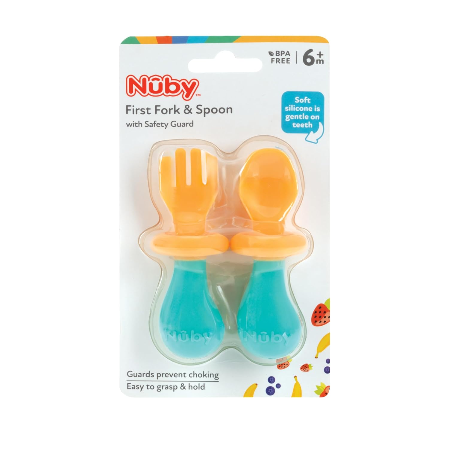 Nuby SafetyGuard First Fork and Spoon Set for Babies 6 Months