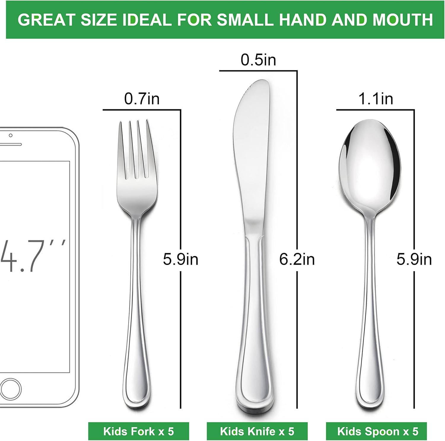 LIANYU 15-Piece Kids Silverware Set for Toddlers