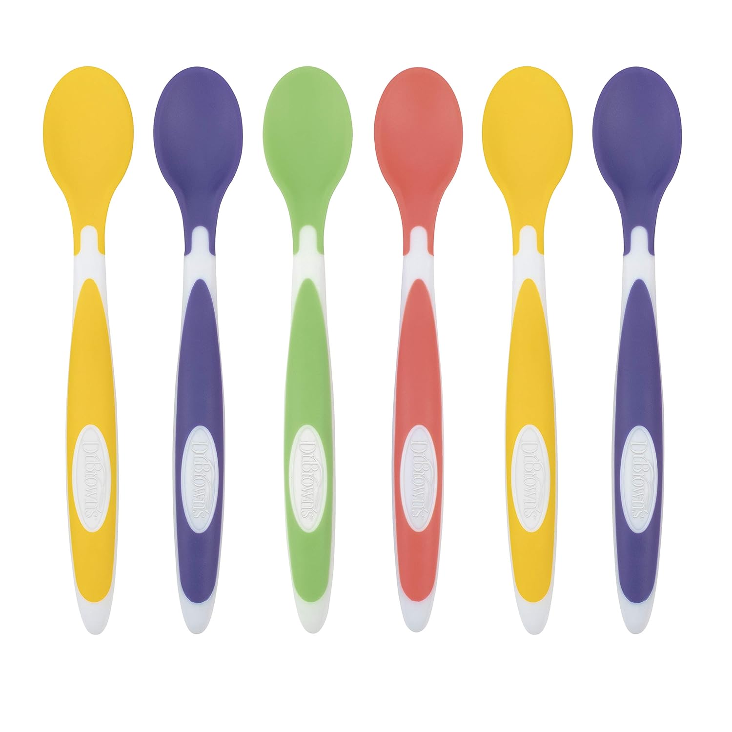 Dr Browns Soft-Tip Toddler Spoons Long-Handle Multi