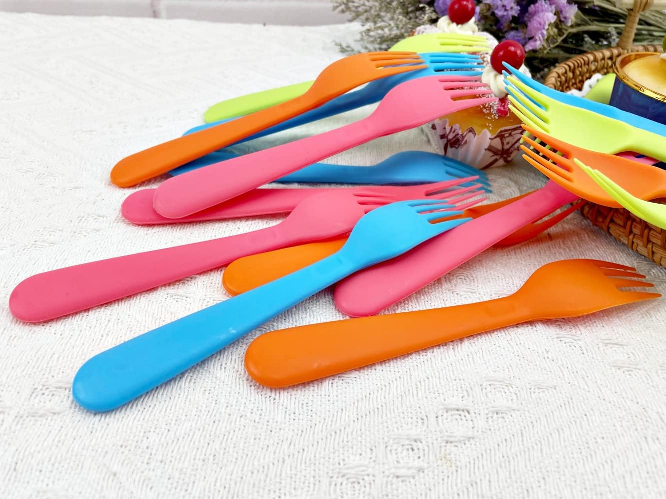 Jawbush 16-Piece Plastic Kids Forks BPA-Free