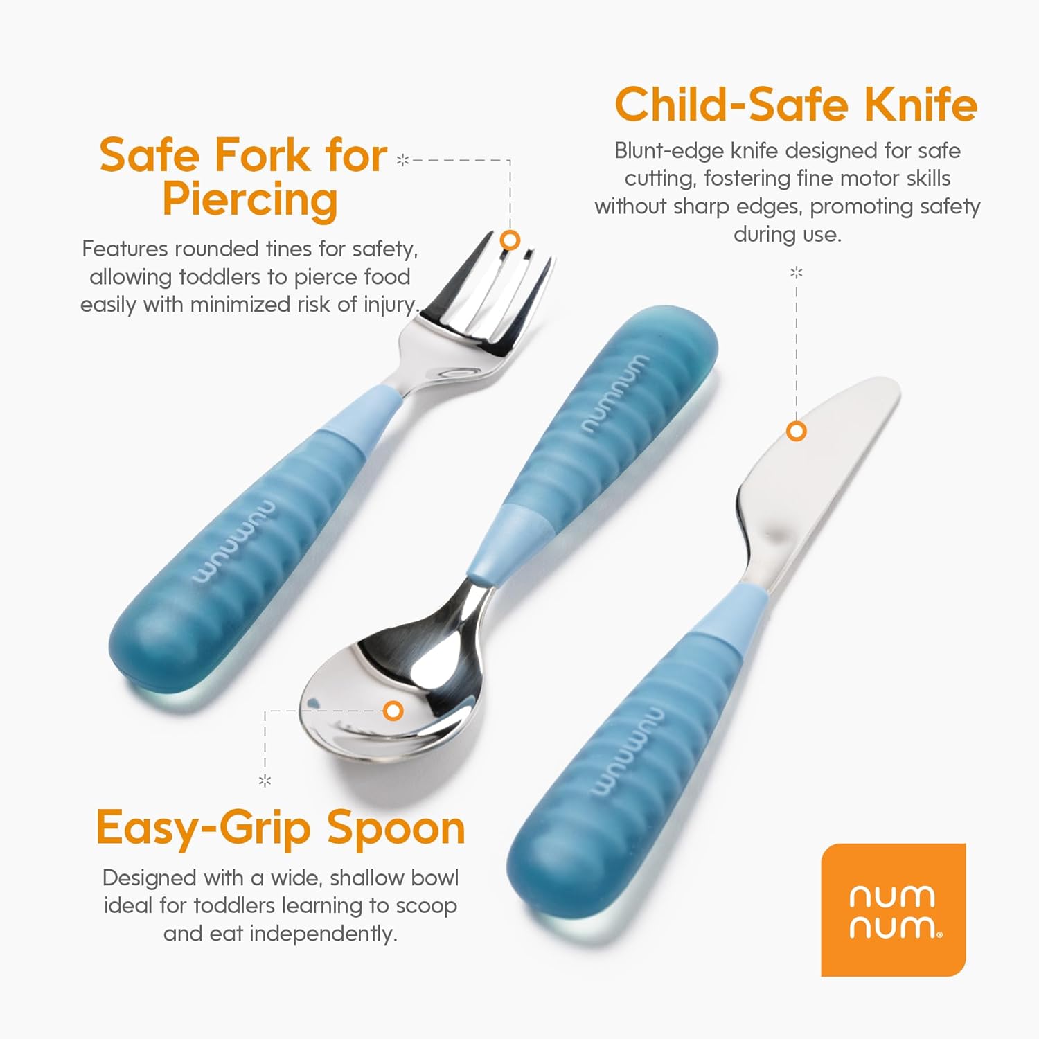 NumNum Toddler Cutlery Set 3-Pack Green
