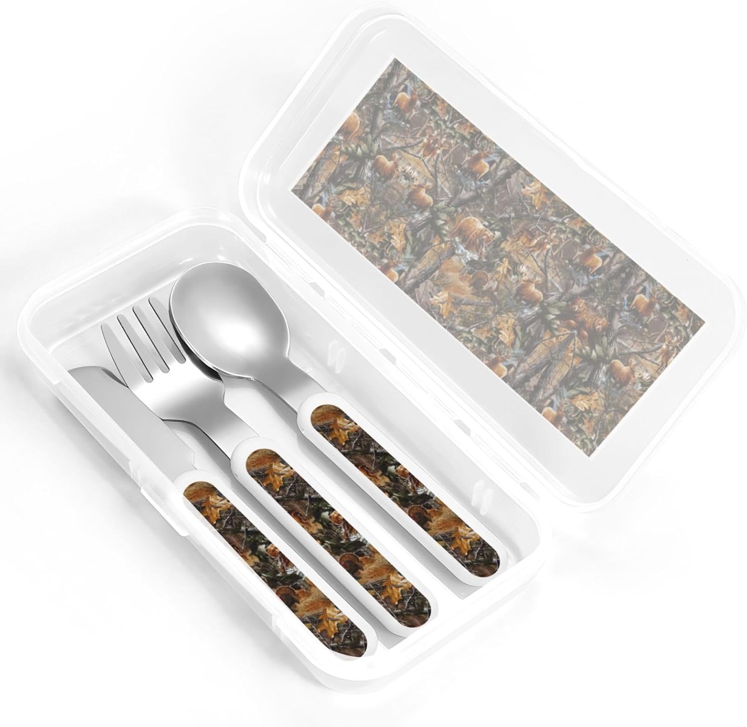 Hunting Deer Bear Moose print Flatware Set with Travel Case