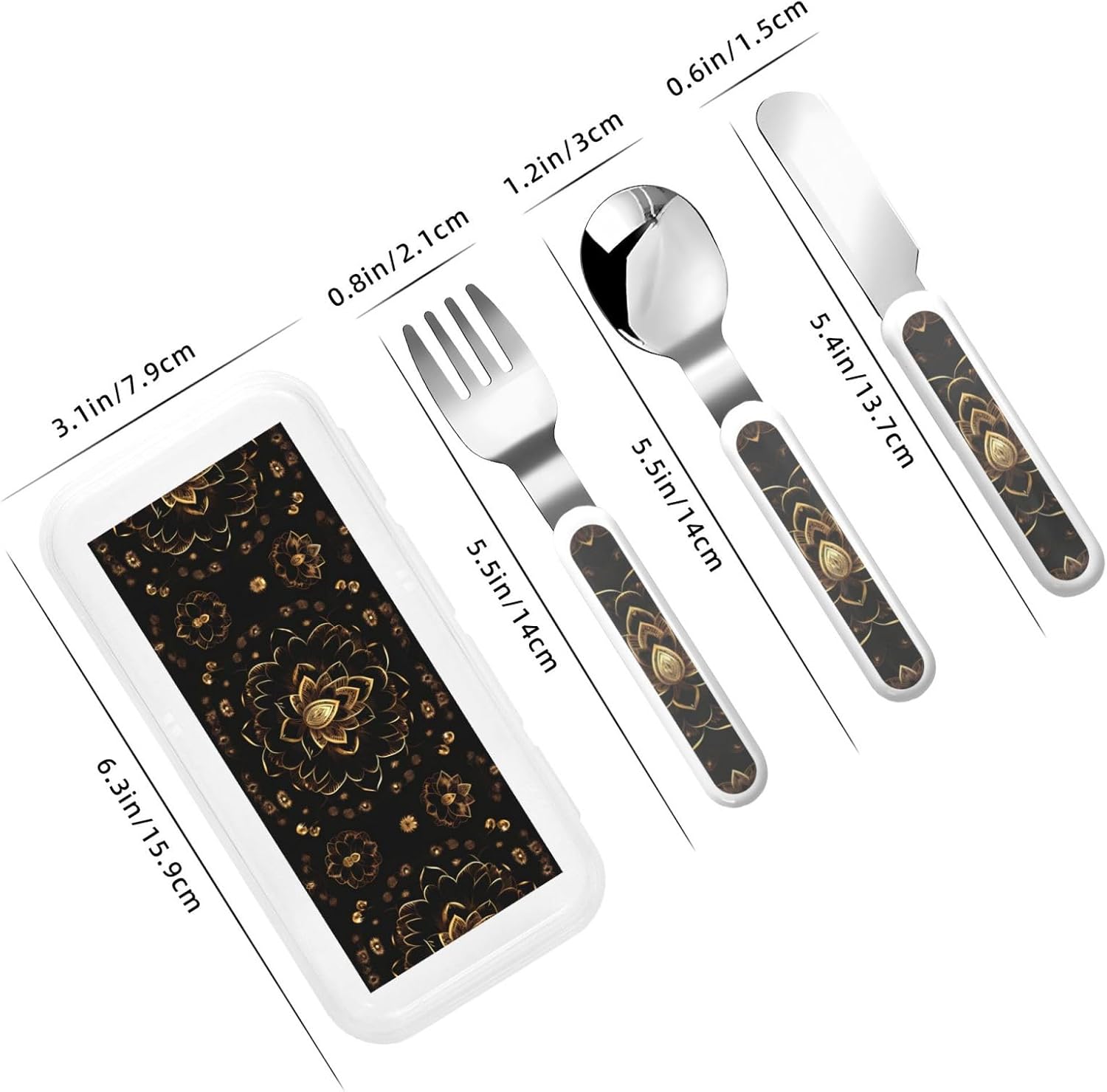 Gold Lotus Silverware Set with Travel Case - Durable Practical Design