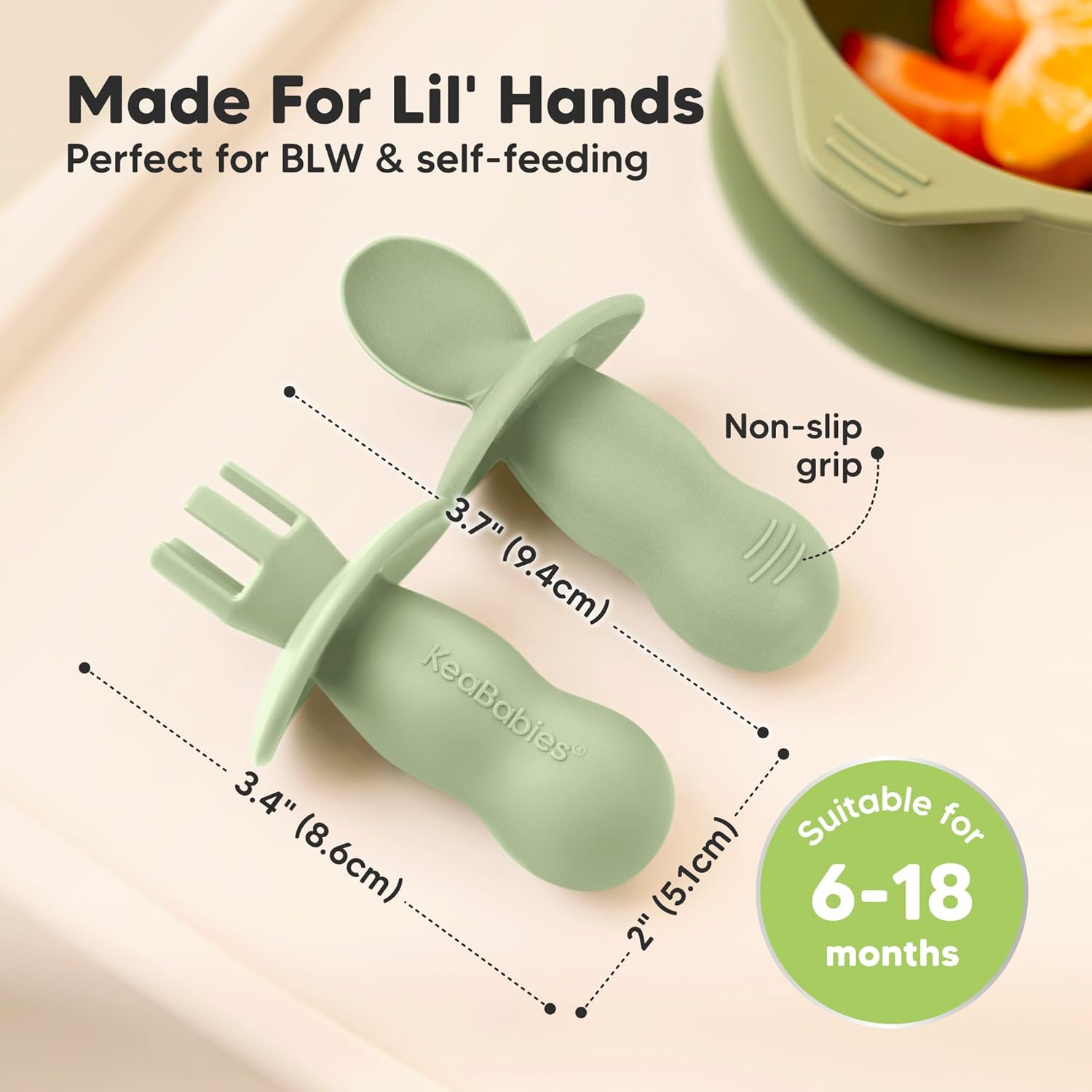 KeaBabies 4-Pack Silicone Baby Utensils Set Easy Feeding for Babies