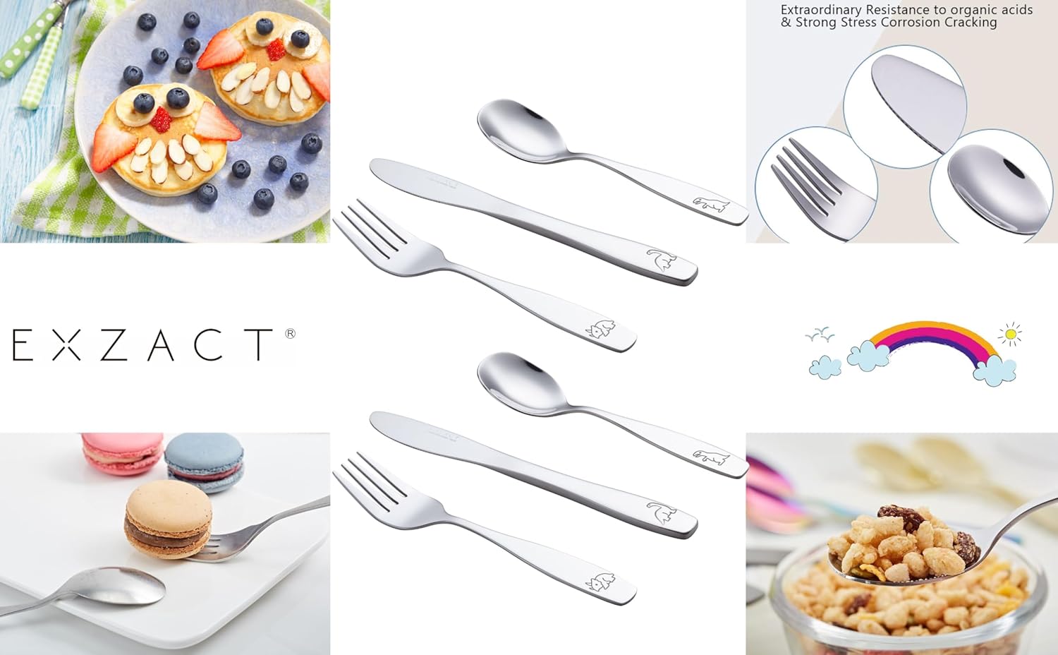 Exzact Kids Flatware Set - Stainless Steel Dinosaurs Forces - 6-Piece Family Set