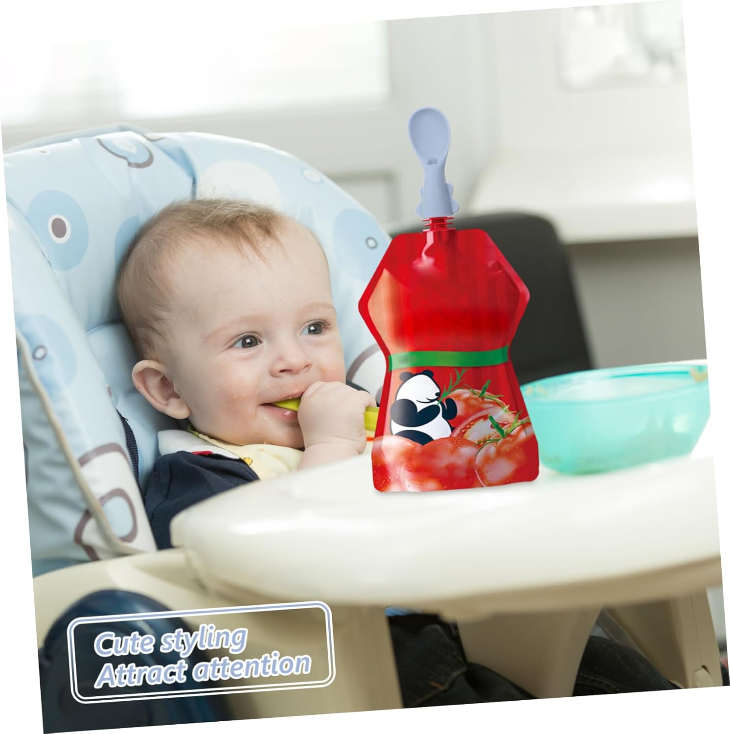 CHILDWEET 4pcs Silicone Spoon Attachment Set for Pouches