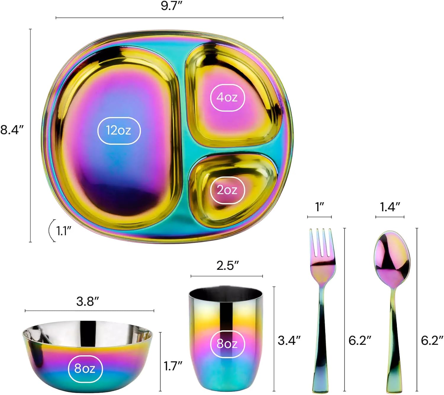 Ahimsa Kids and Toddler Plate and Bowl Set Mindful Mealtime