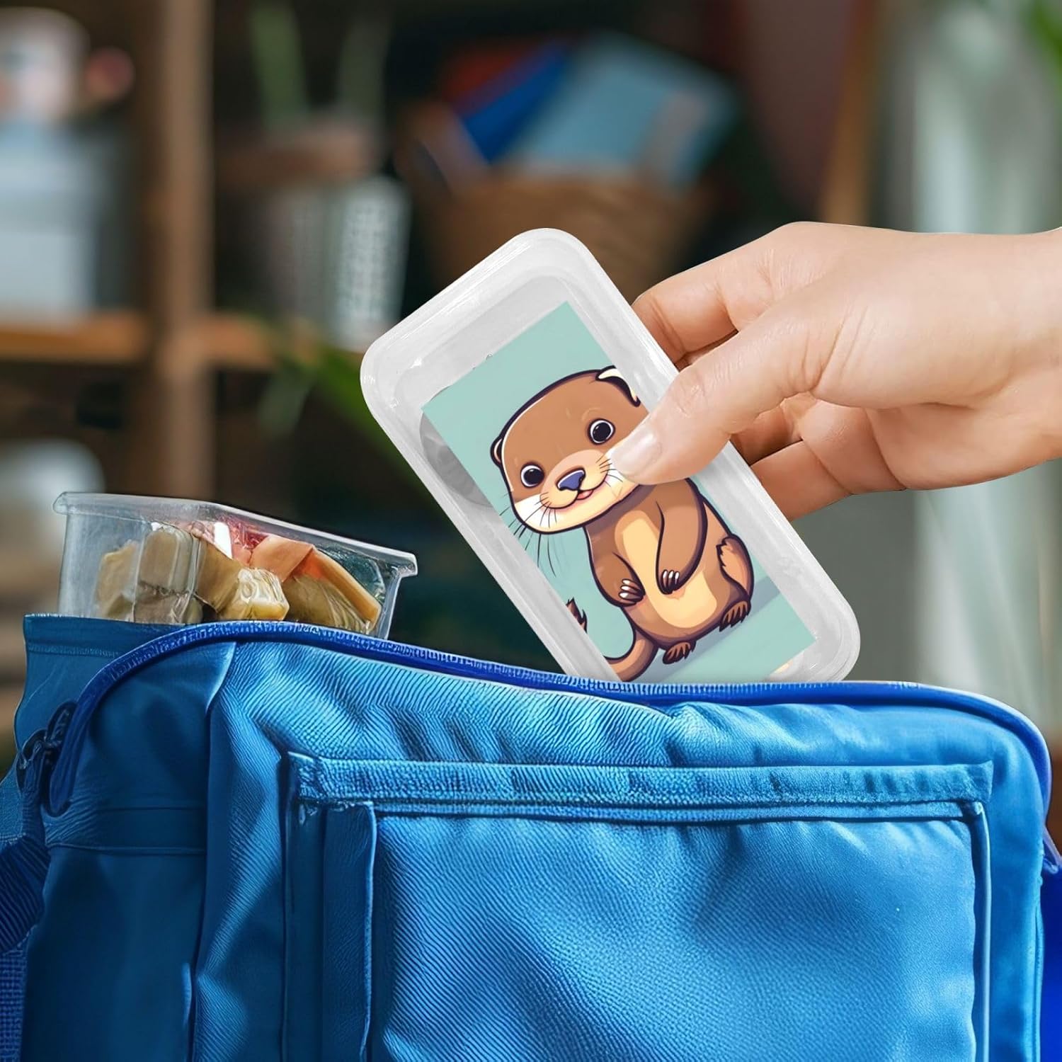 Cartoon Cute Otters Travel-Friendly Flatware Set with Carrying Case