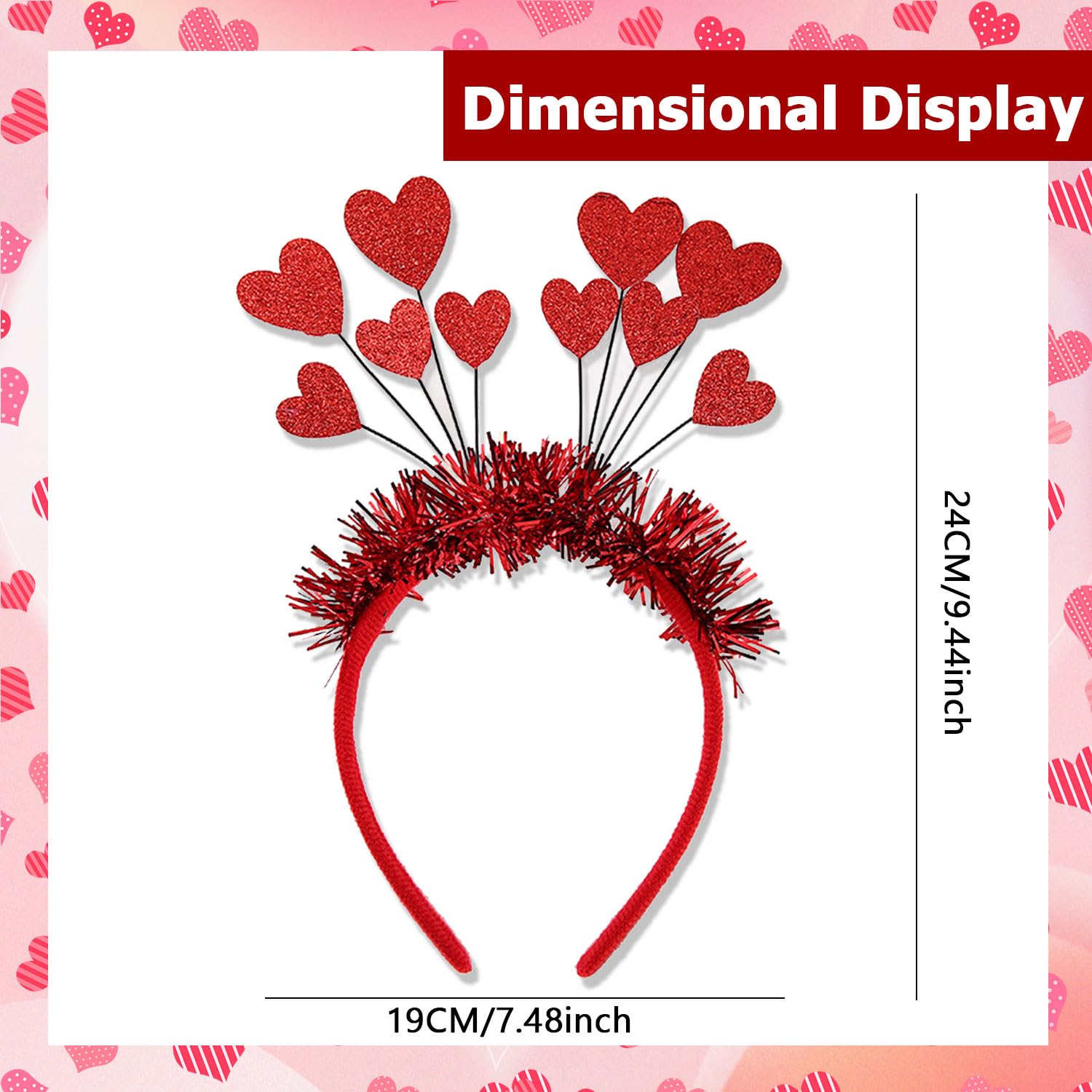 Belsita Sequins Heart Headband Valentines Day Glitter Red Heart Hair Accessories