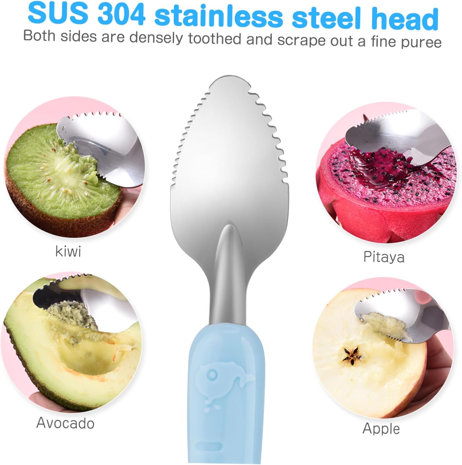 Double-Sided Fruit Spoon Set for Toddlers