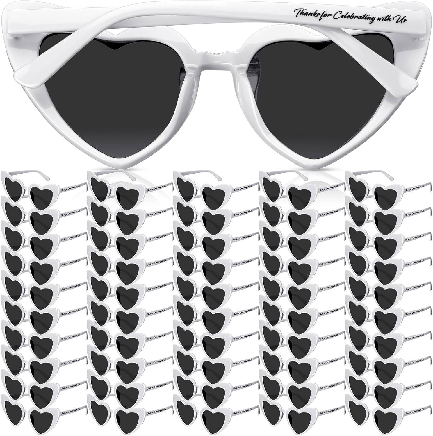 Vabean Heart-Shaped Wedding Sunglasses Bunch of 50 for Bachelorette Party