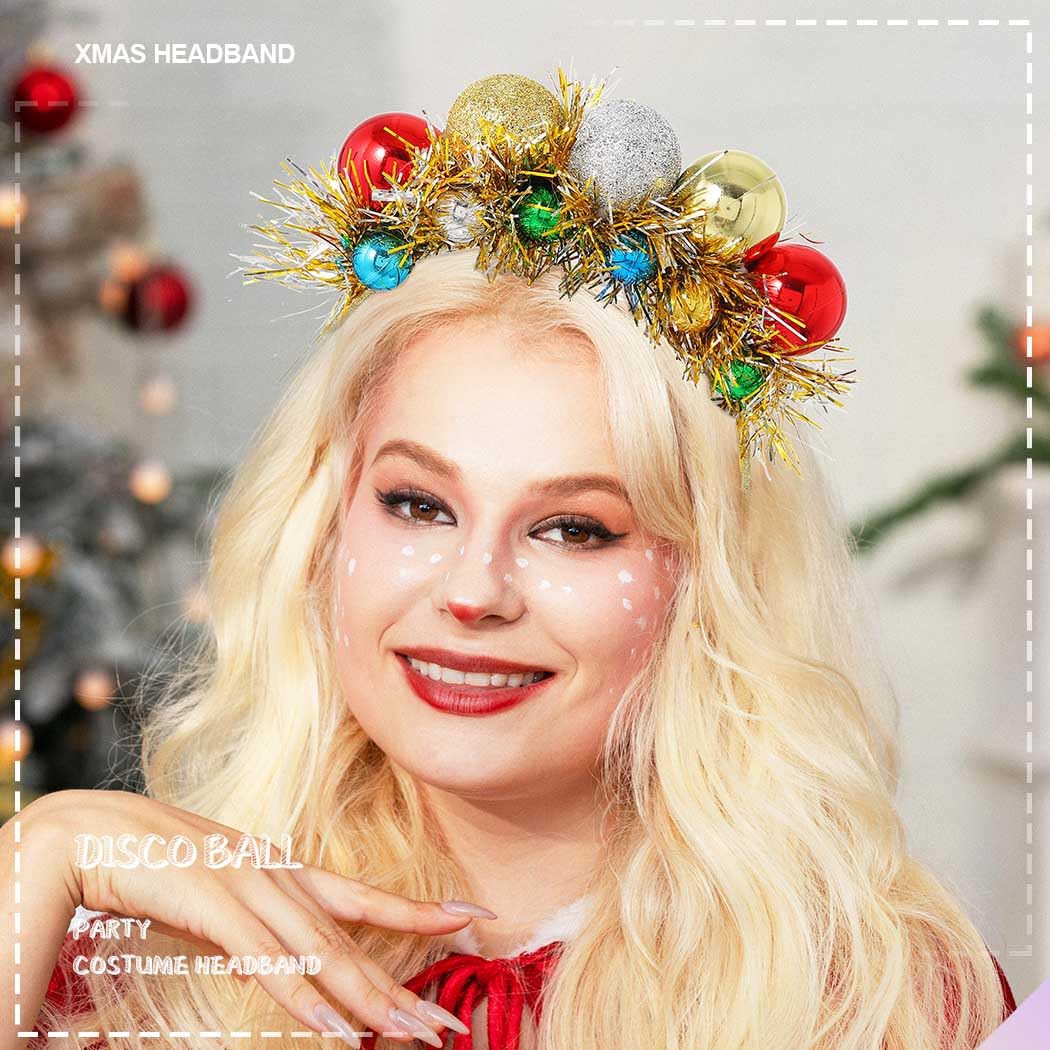 festive gold disco headband for women