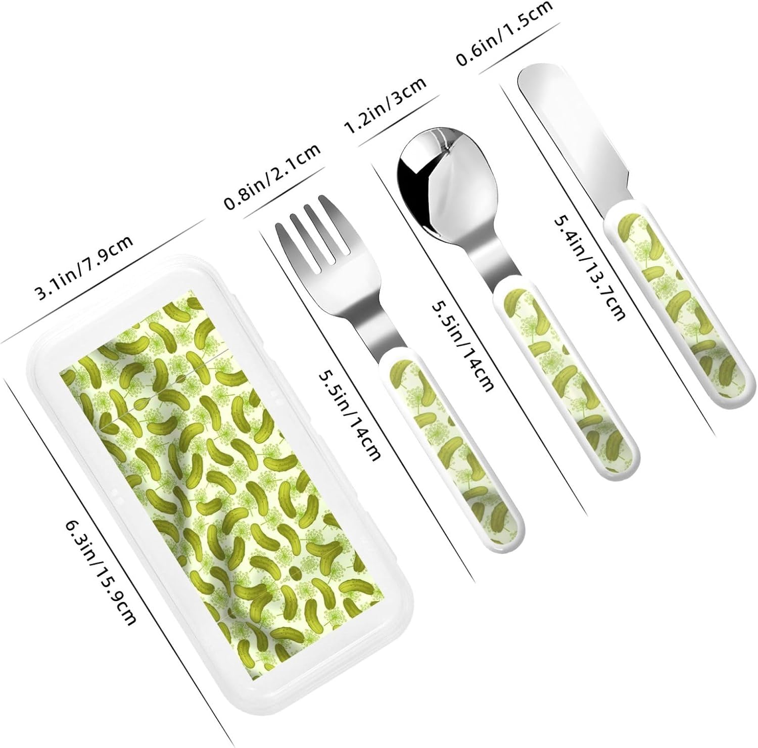 Sushi Dill Pickles Print Cutlery Set with Travel Case