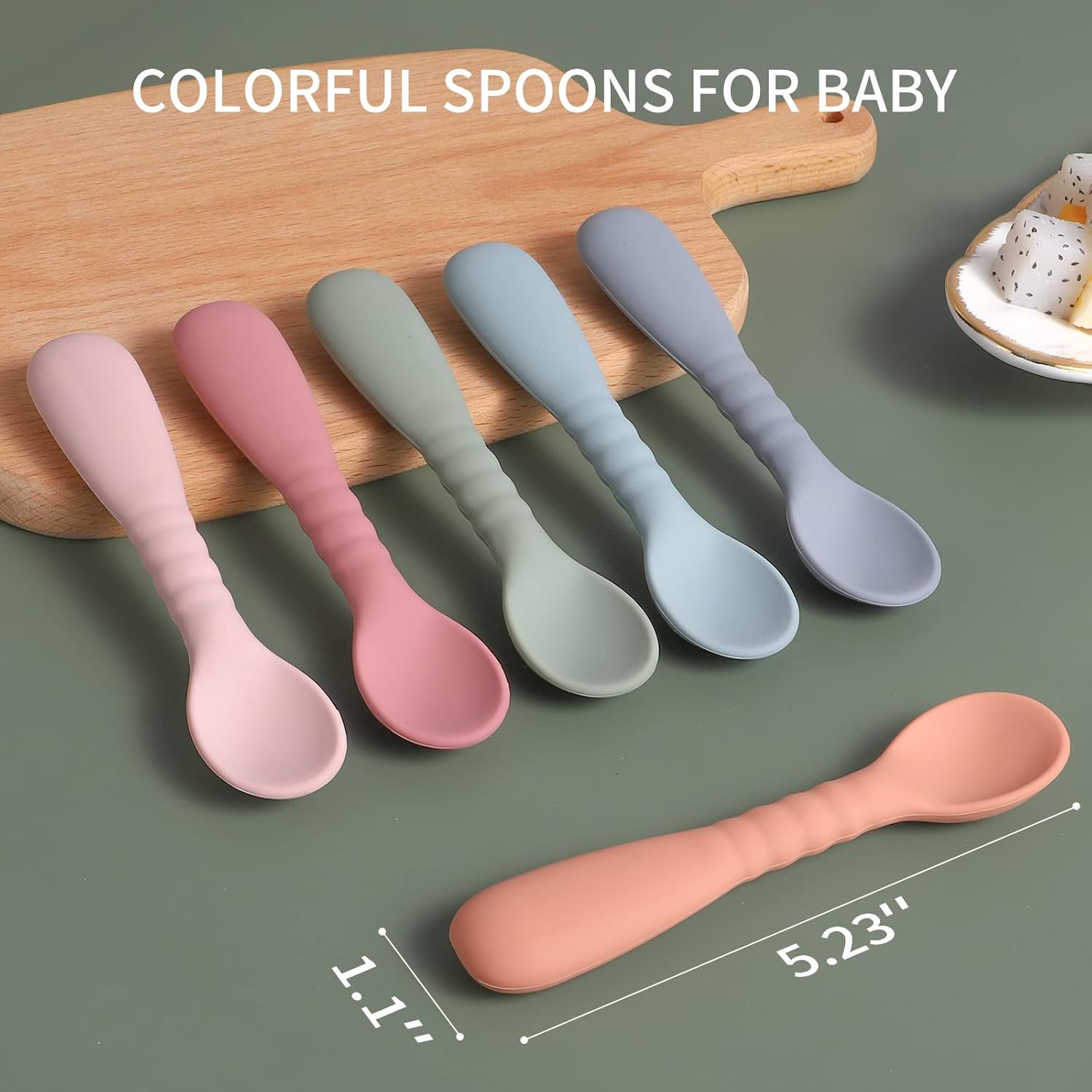MEFAN Silicone Baby Feeding Spoon Set 6 Pack