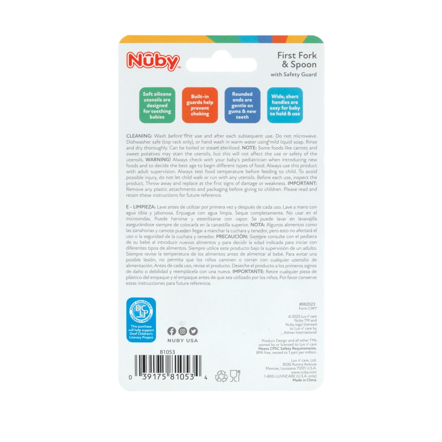 Nuby SafetyGuard First Fork and Spoon Set for Babies 6 Months