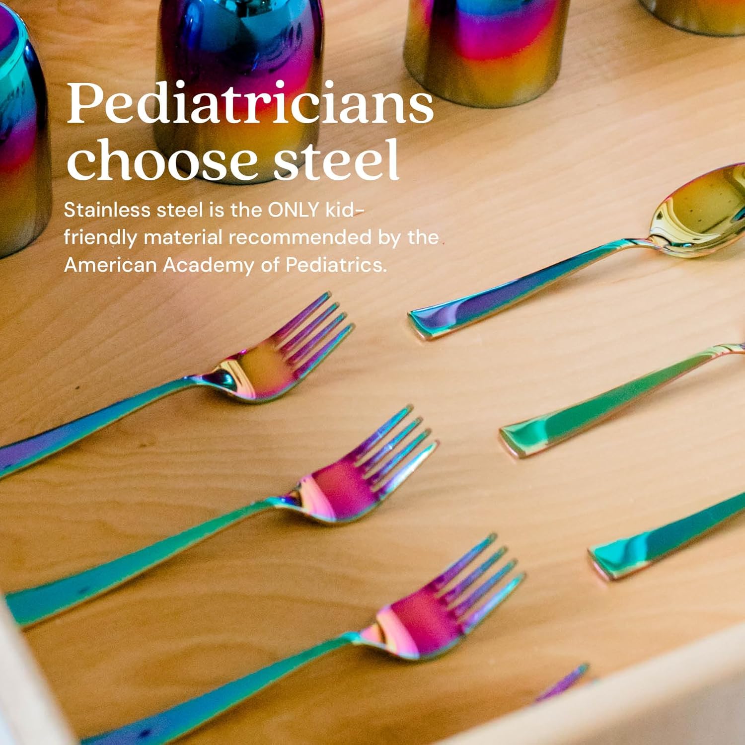 Ahimsa Stainless Steel Fork Spoon Set Kids Feeding Set