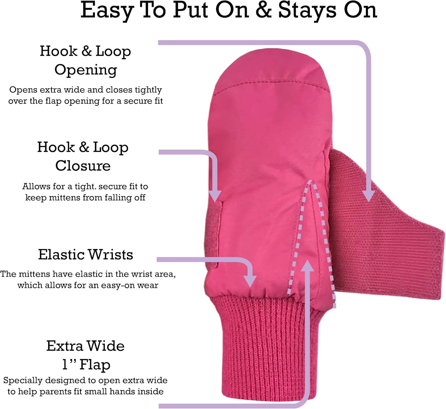 NIce Caps Kids Waterproof Snow Mittens Warm Snow-Proof for Winter