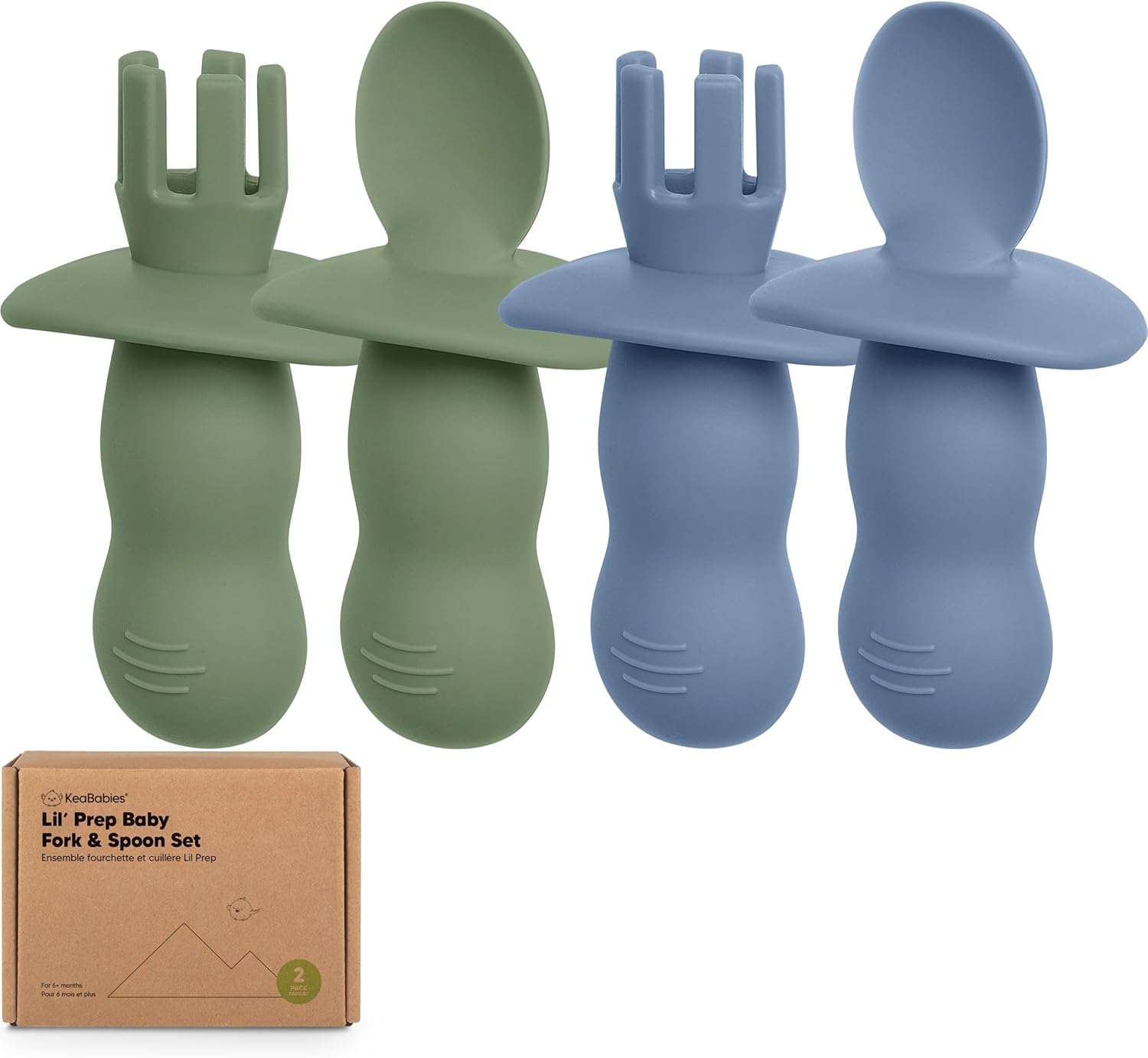4-Pack Silicone Baby Spoon Fork Set - Safe for Teething BLW