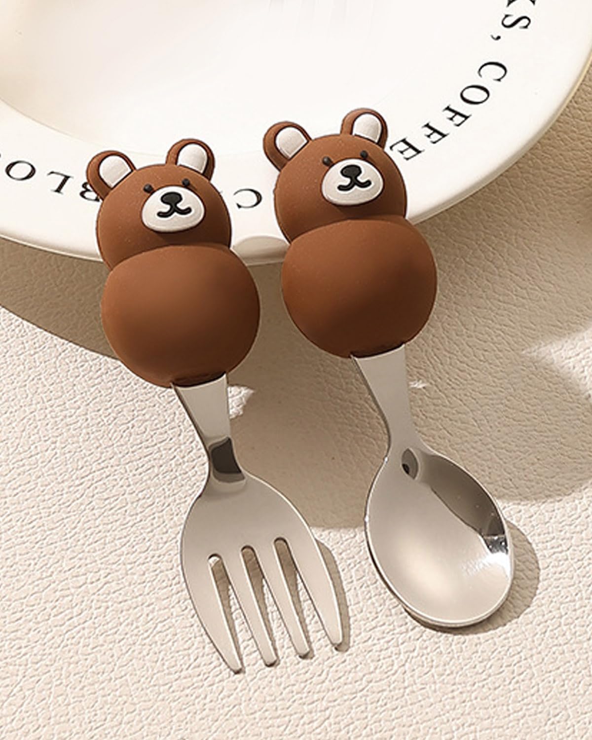 Toddler Utensils Set with Case 1810 Stainless Steel 12 Months 2 Pack BearDog