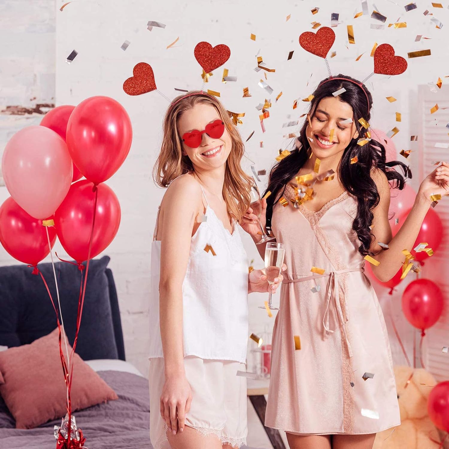 Romantic Valentines Day Heart Headband and Sunglasses Bundle