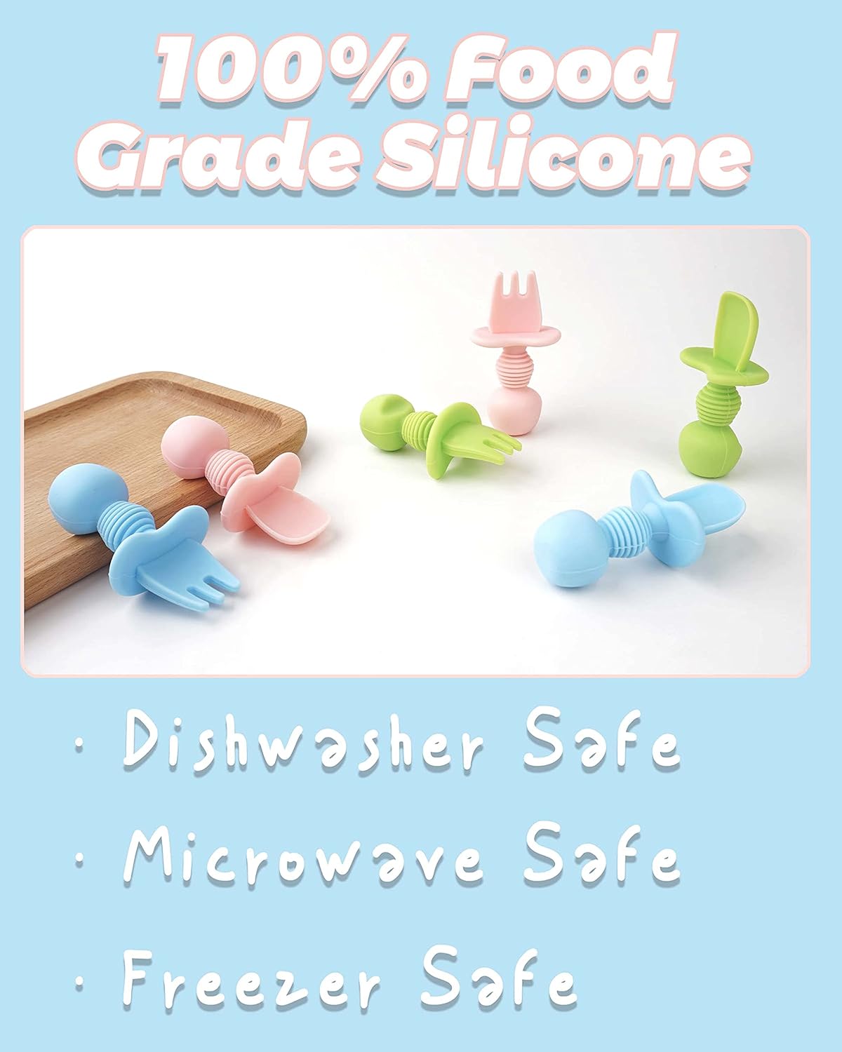DF DualFerV 6-Piece Silicone Baby Spoons for Toddler Weaning