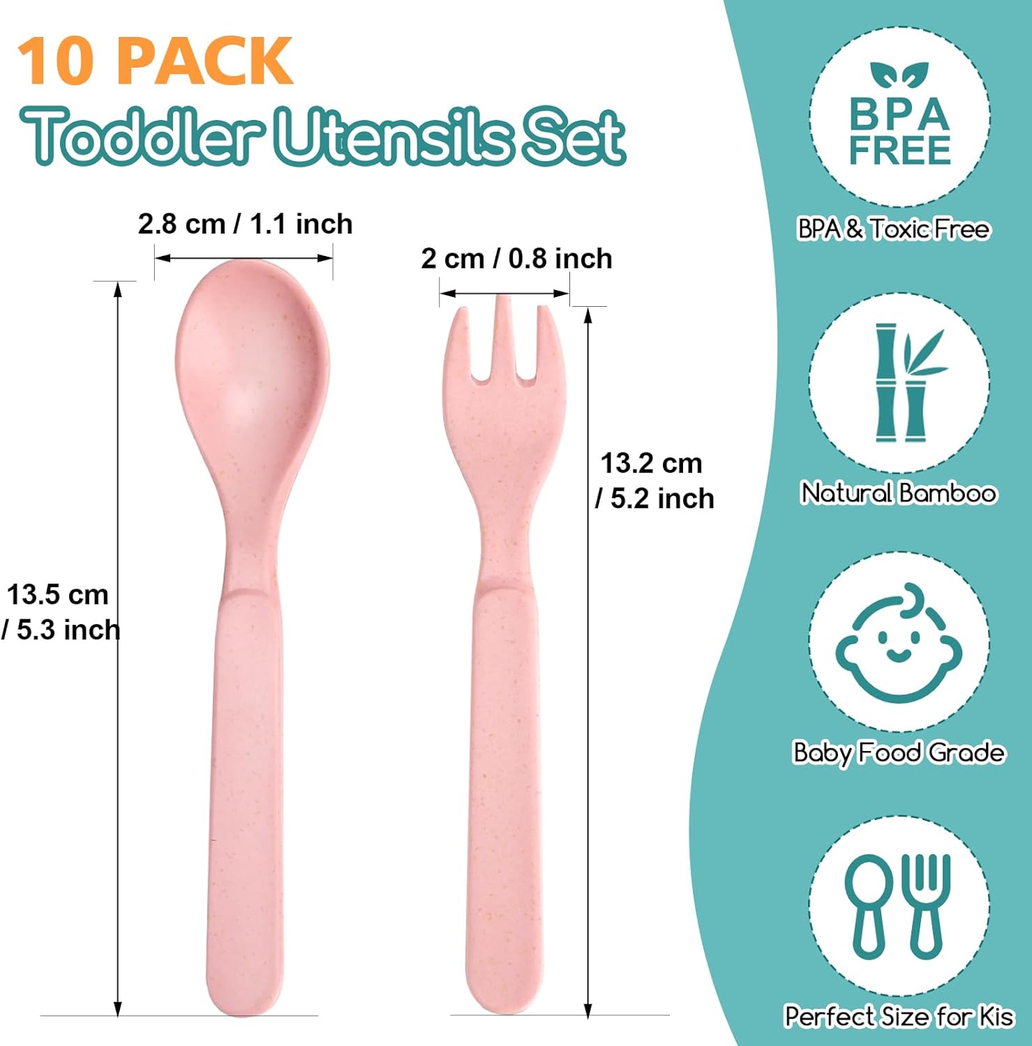 Bamboo Toddler Utensils Set Self Feeding BPA Free