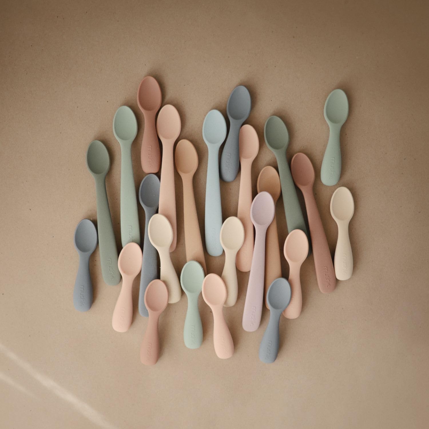 Mushie Silicone Toddler Starter Spoons 2 Pack TradewindsShifting Sand