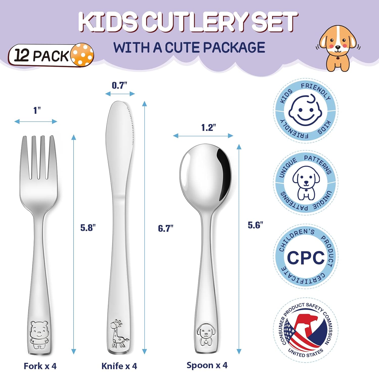 VITEVER Toddler Kids Utensils Set for BirthdaysChristmas