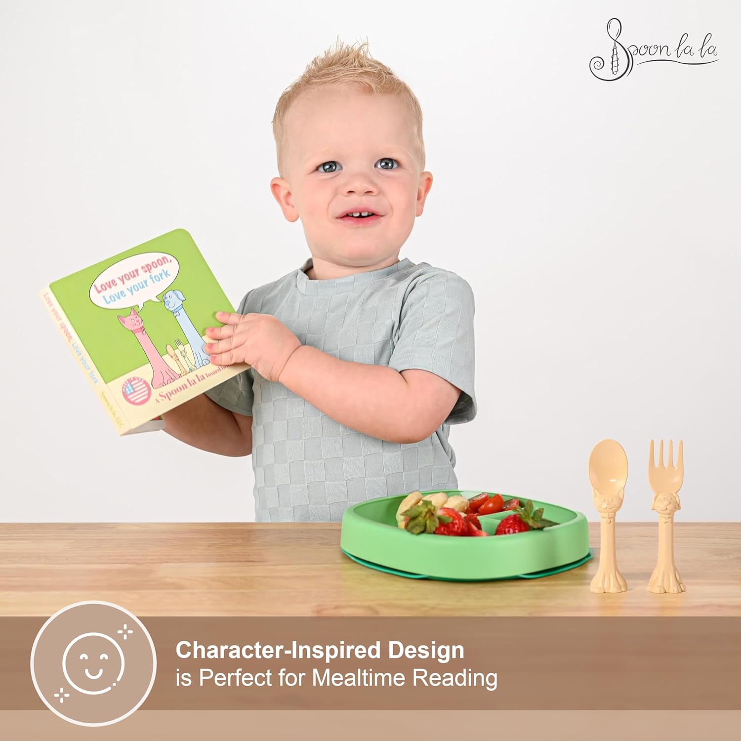 Spoon La La Toddler Utensils Set 3D Design Self-Standing for Kids
