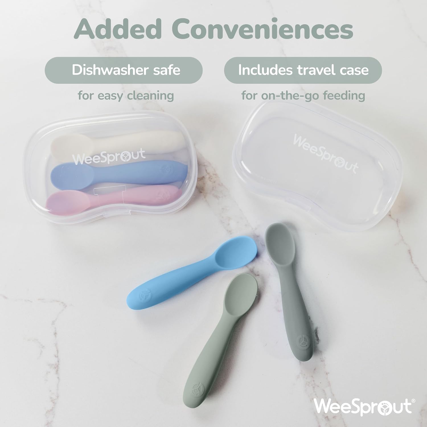 WeeSprout - 3-Piece Baby Spoons for Self-Feeding Gentle on Gums Teeth