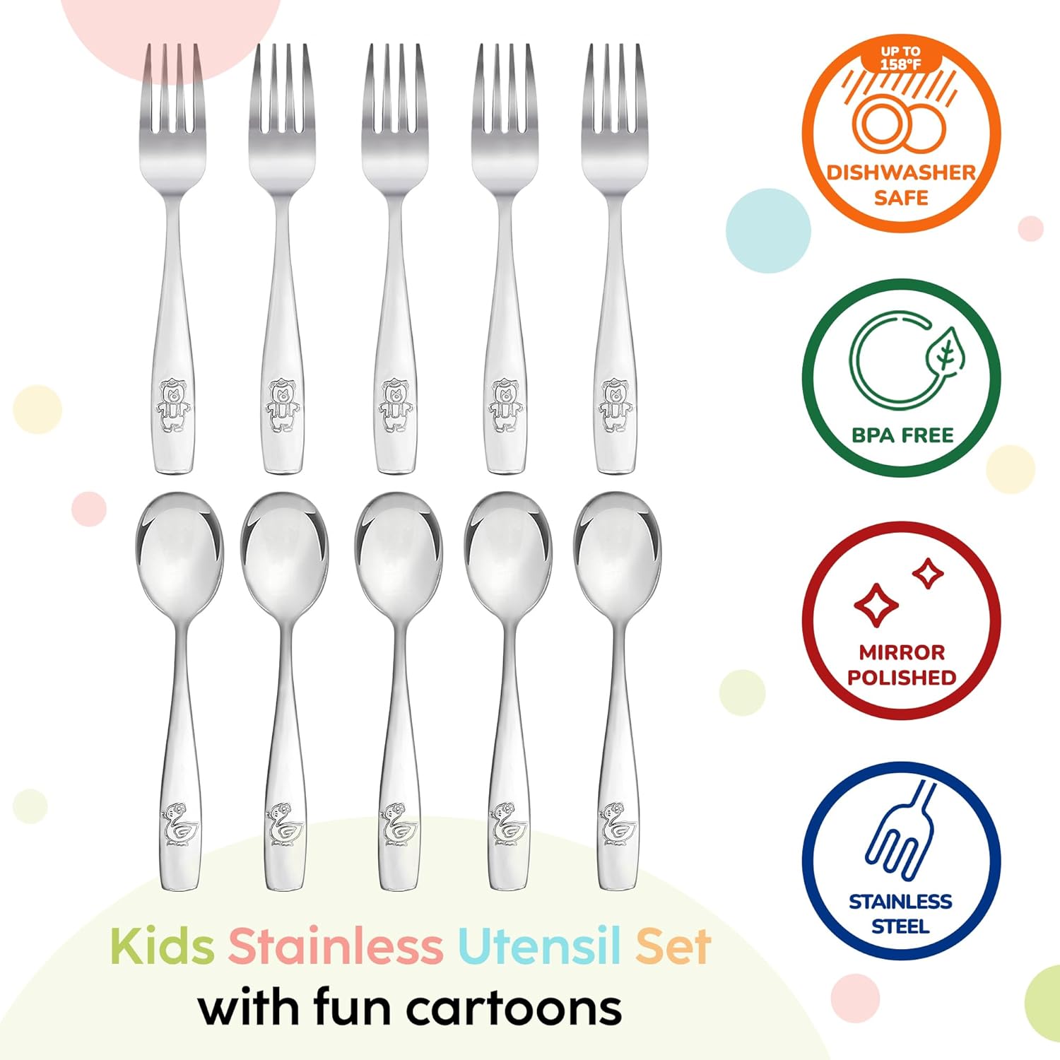 Kids Stainless Steel Set Perfect for Meals