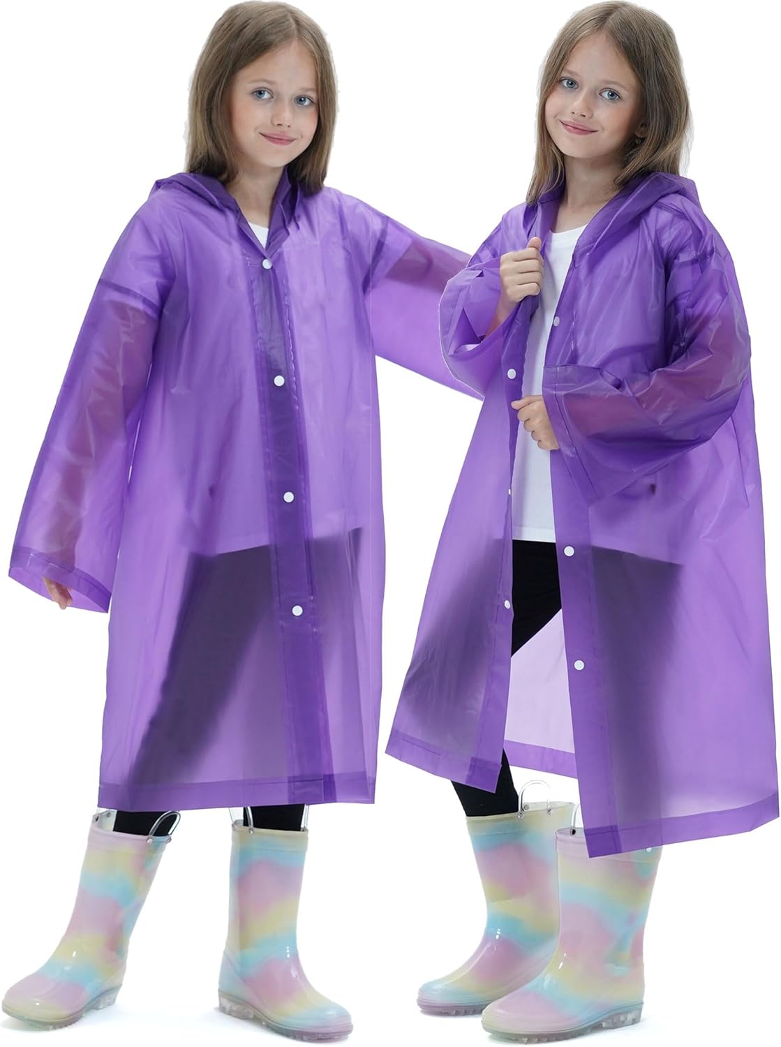 2-Pack Reusable Rain Coats for Kids
