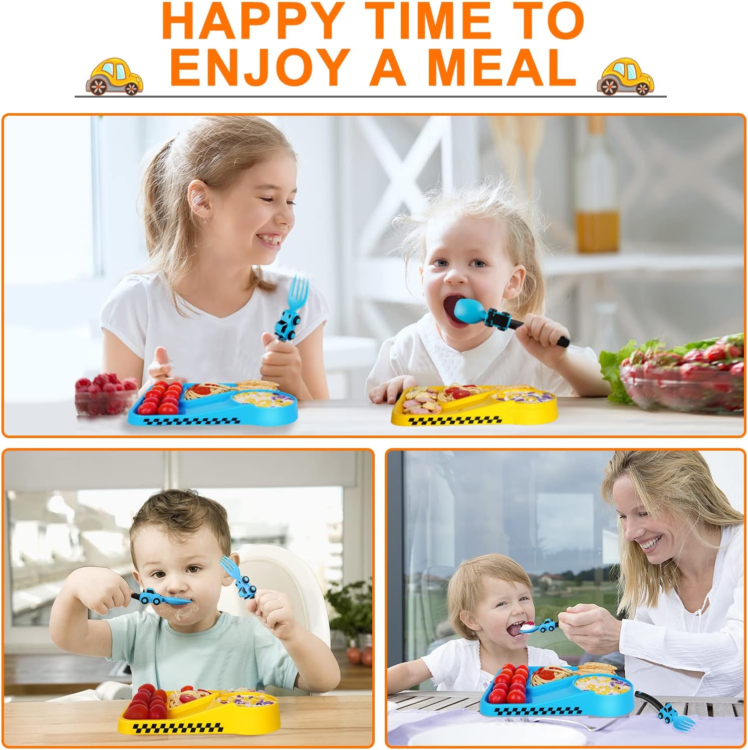 Sturdy Car Theme Toddler Forks and Spoons