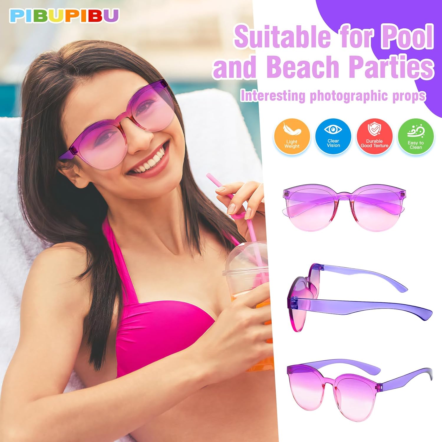 Pibupibu 24 Mixed-Rimless Party Sunglasses Perfect for Fun Fashion