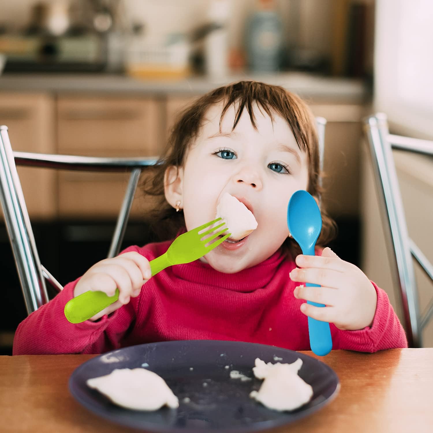 BPA-Free Plastic Toddler Spoons Set of 16 for Kids and Toddlers
