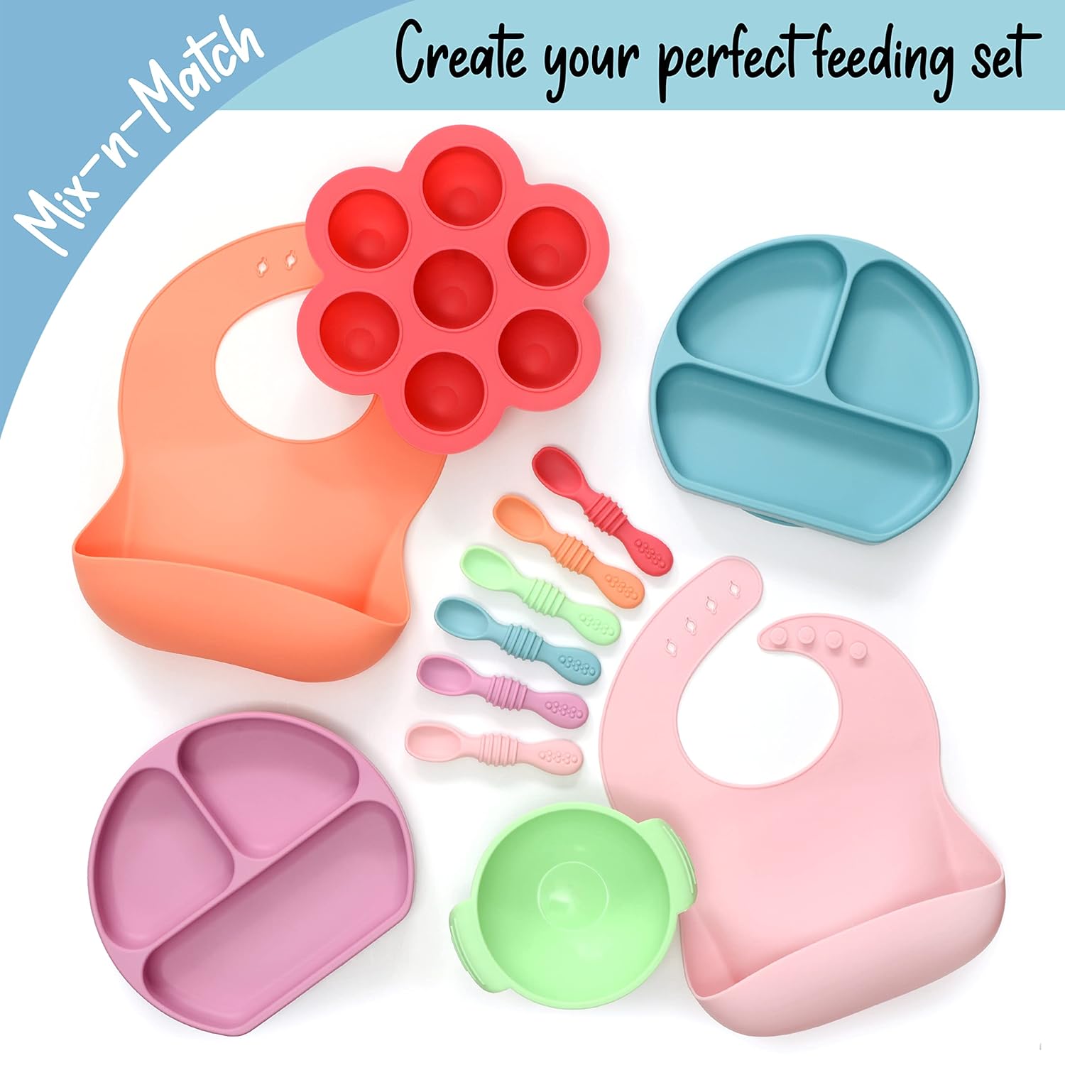 Compact Silicone Chew Spoon Set Perfect for Babies and Toddlers