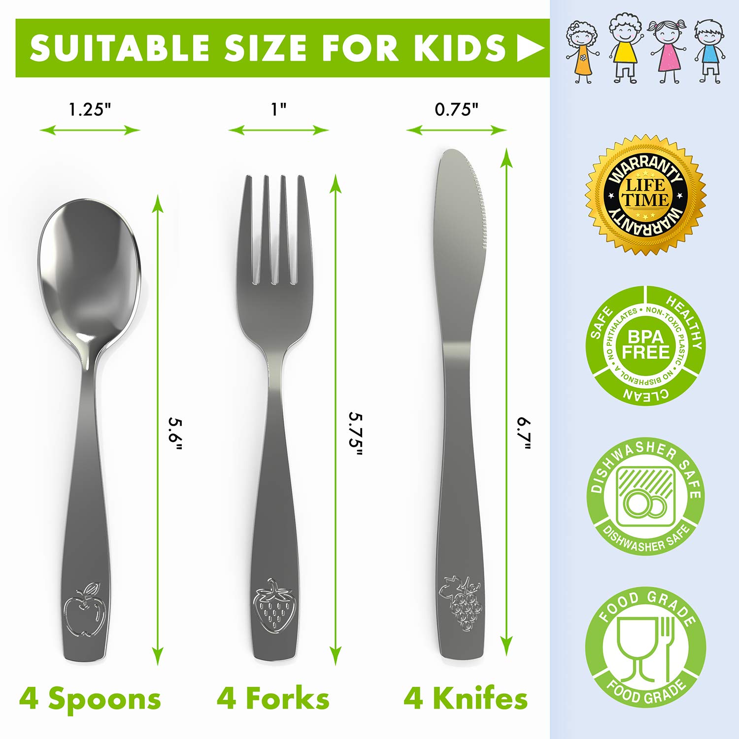 Perfect Kids Silverware Set Safe for Tots flatware design