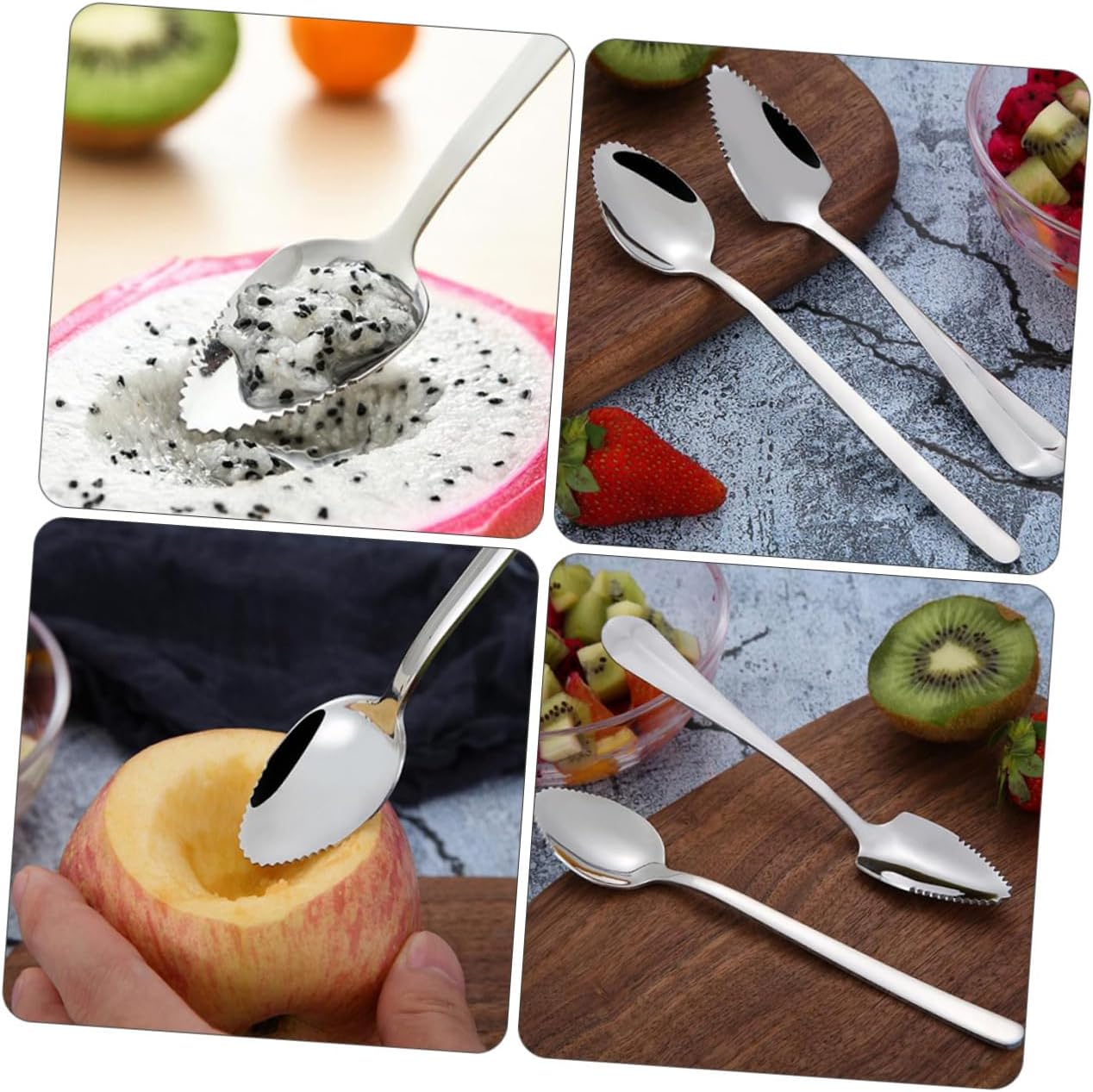 6pcs Stainless Steel Puree Spoons Set for Easy Feeding