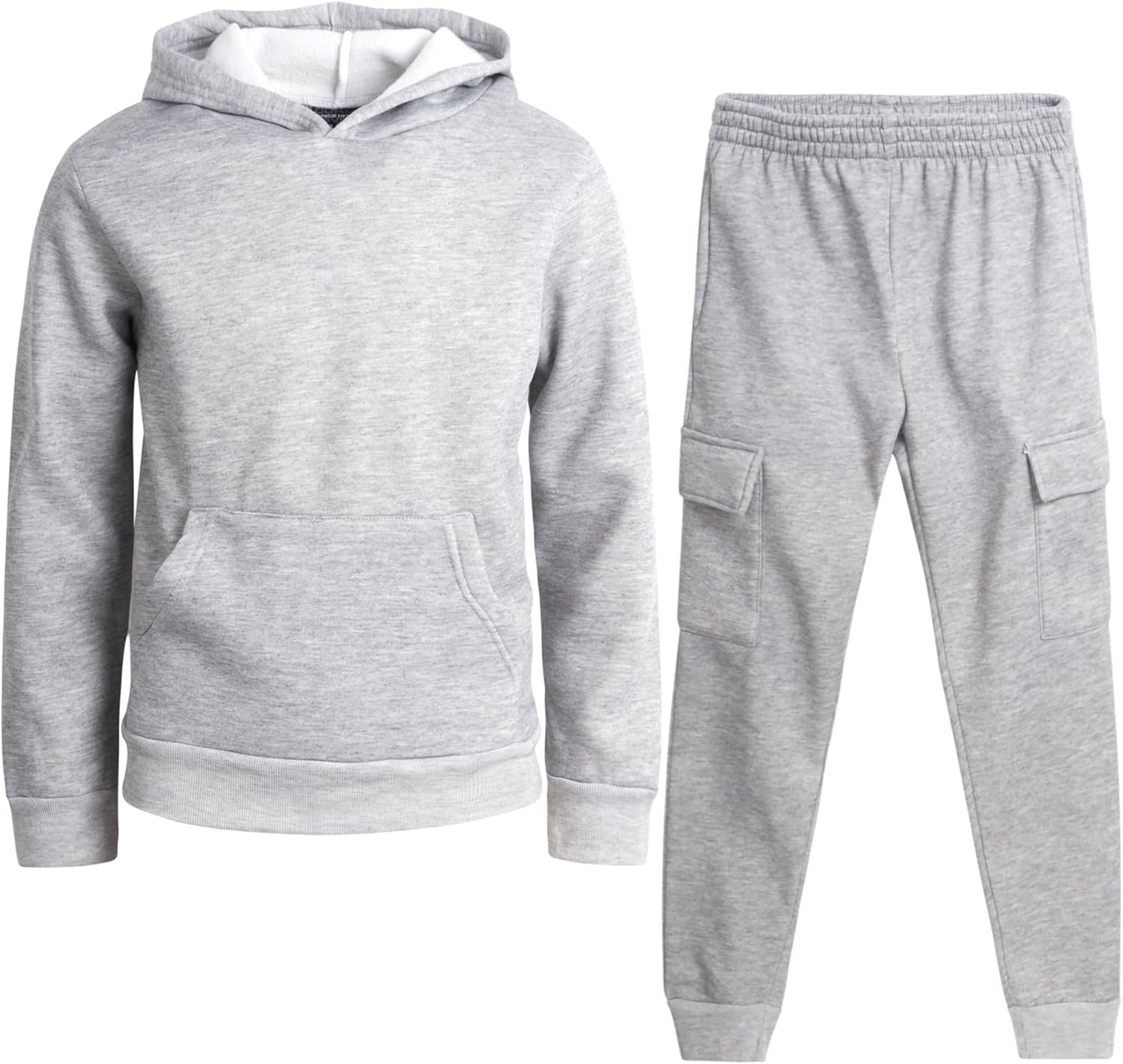 Quadrillion Boys Fleece Jogger Set - Pullover Cargo Pants 8-18