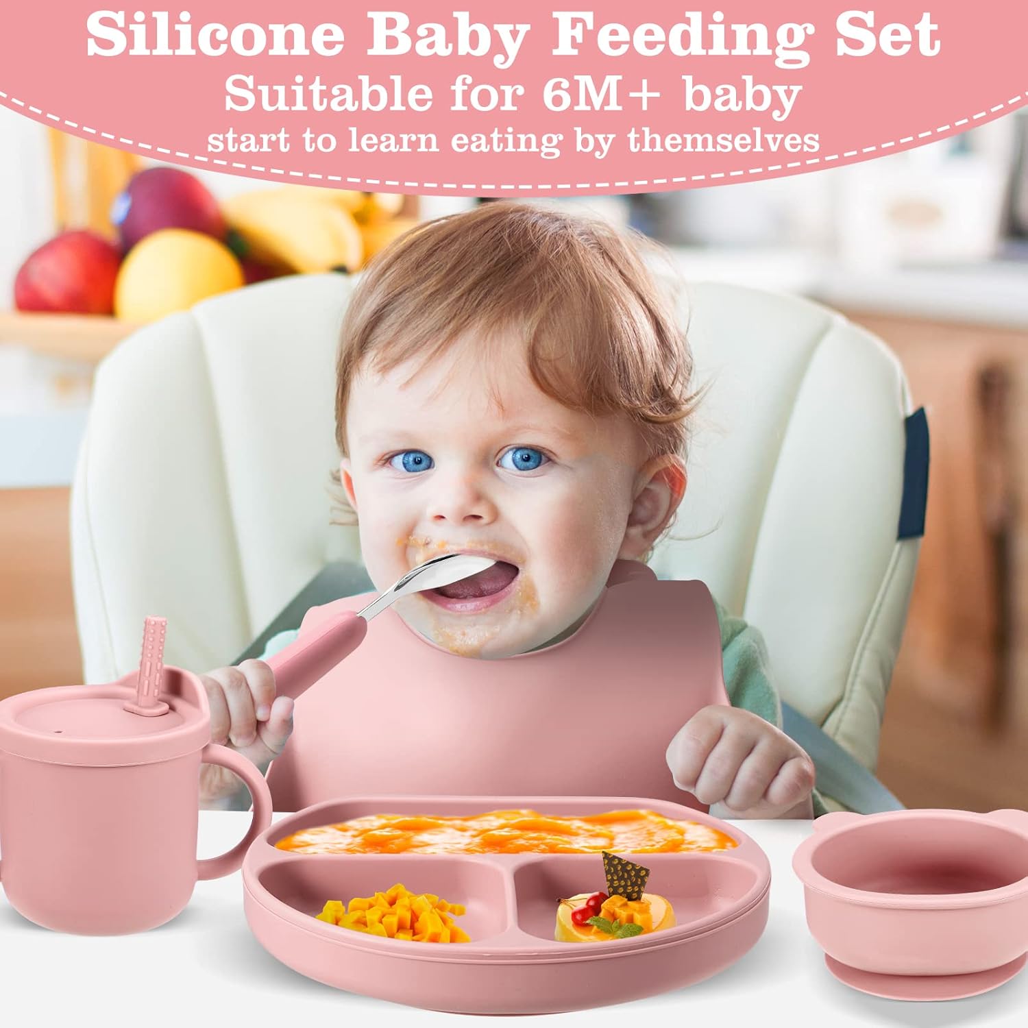 EAIETC Silicone Baby Feeding Set with Suction Bowl for 6 Months