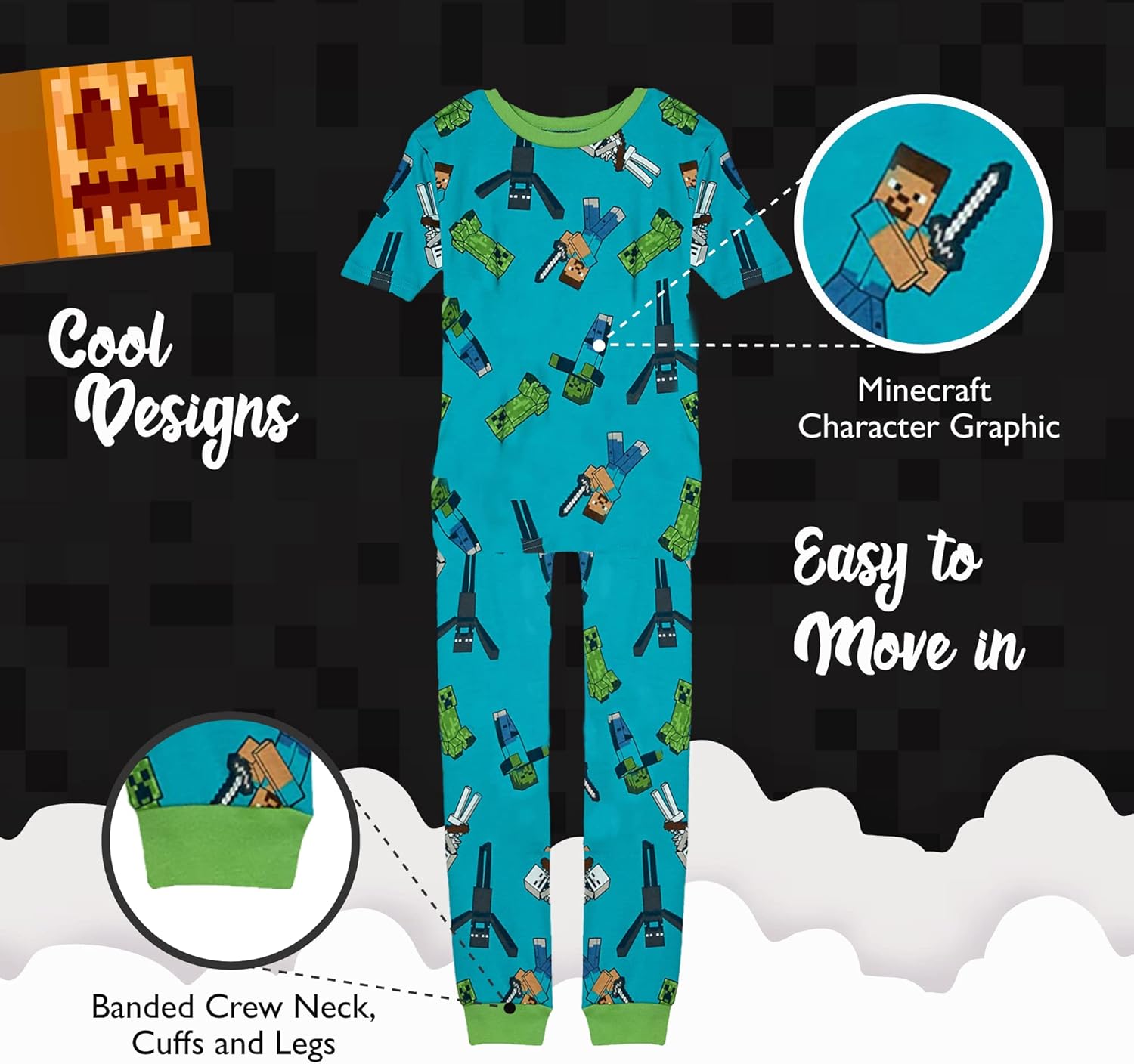 Minecraft Kids Pajama Set Fun comfy for boys