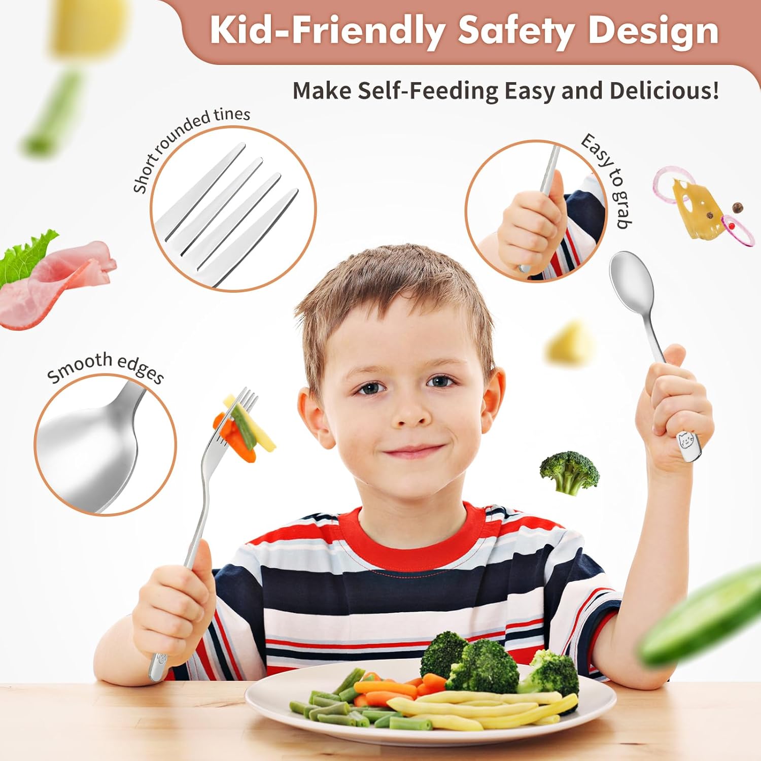 DRKIO 6-Piece Stainless Steel Toddler Utensils Set