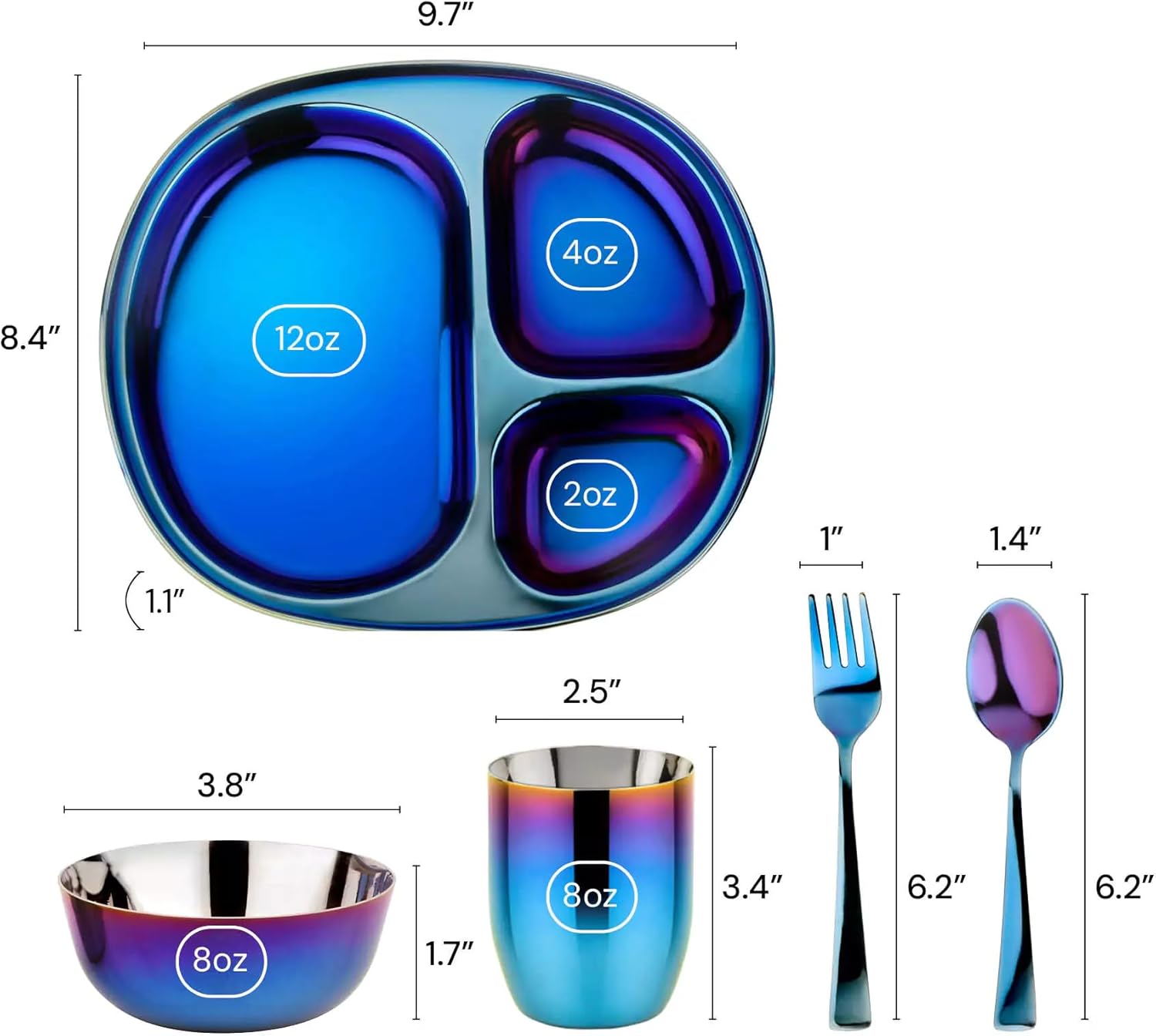 Ahimsa Kids Plate and Bowl Set - Child Friendly Healthy Mealtime