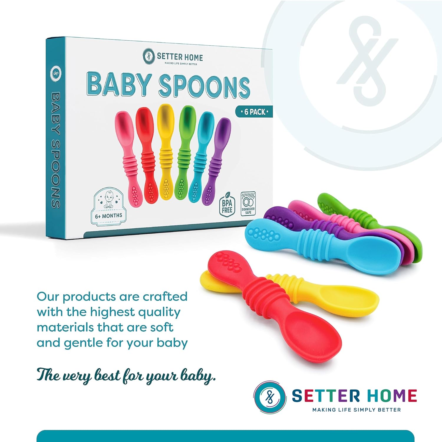 6-Pack Silicone Baby Spoons Self-Feeding Training Spoons for Infants Toddler