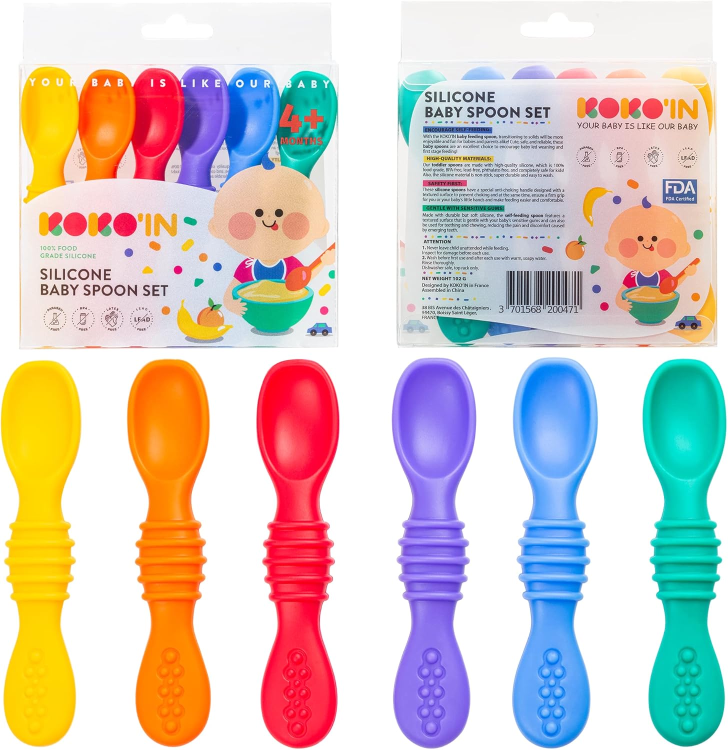 Perfect for Babies 6-Piece Silicone Baby Spoon Set
