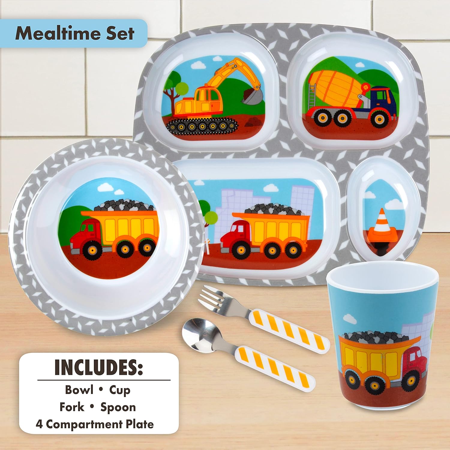 Bentology Construction Theme Self-Feeding Set for Kids