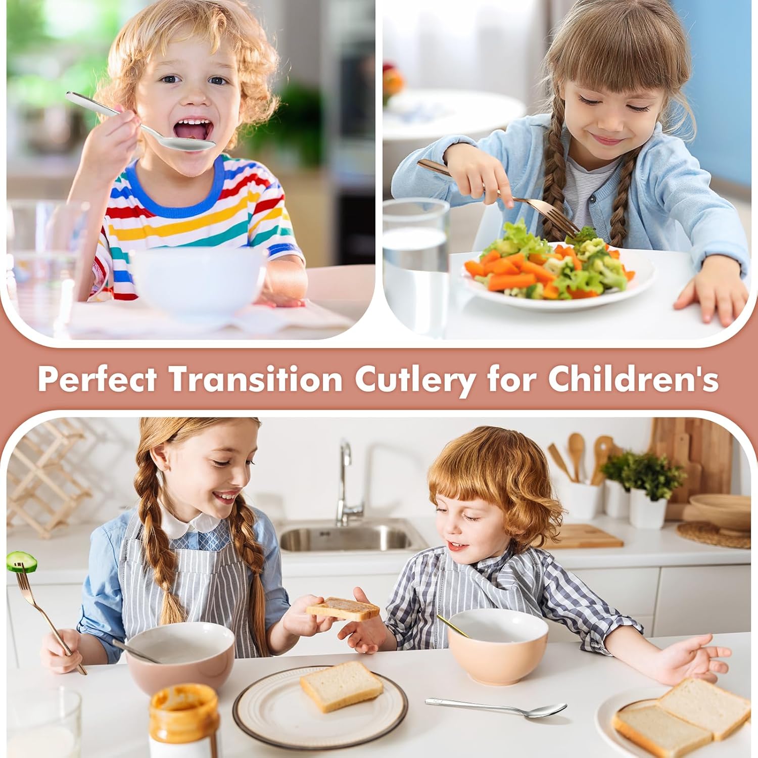 DRKIO 6-Piece Stainless Steel Toddler Utensils Set